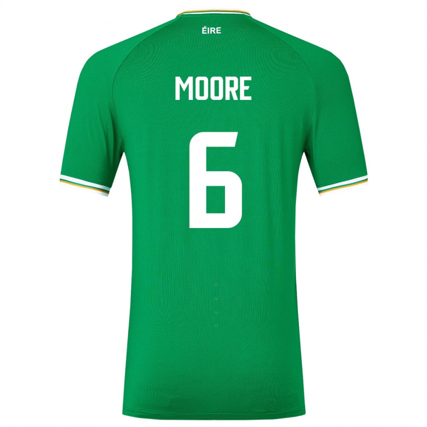 Barn Irland Matthew Moore #6 Grønn Hjemmetrøye Drakt Trøye 24-26 Skjorter T-Skjorte