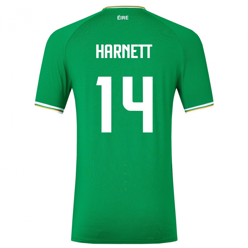 Barn Irland Kaylem Harnett #14 Grønn Hjemmetrøye Drakt Trøye 24-26 Skjorter T-Skjorte