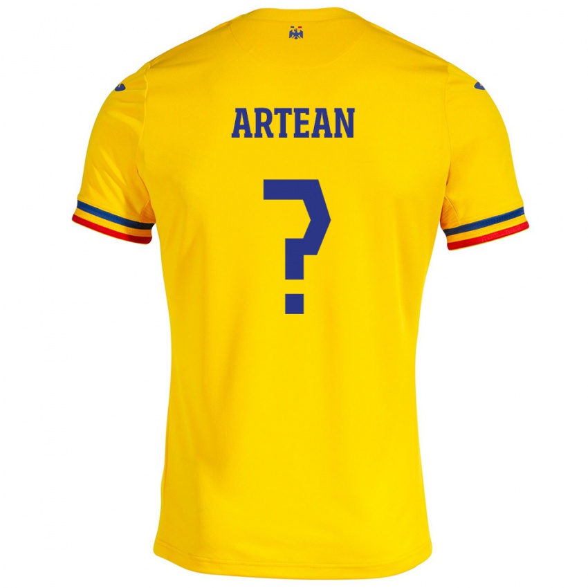 Barn Romania Andrei Artean #0 Gul Hjemmetrøye Drakt Trøye 24-26 Skjorter T-Skjorte