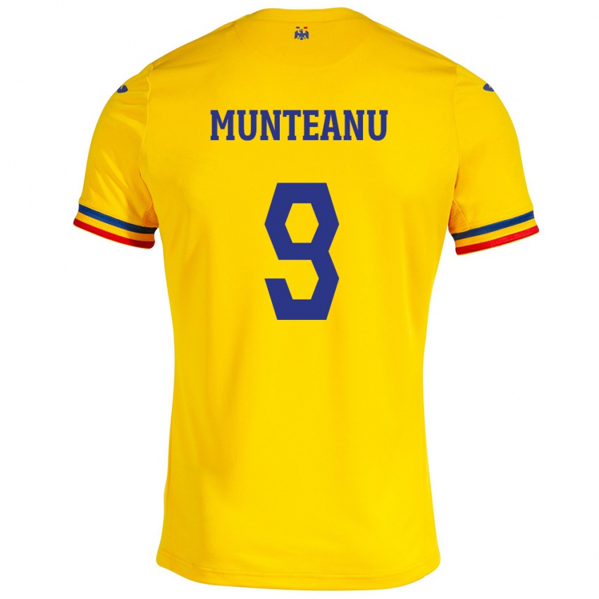 Barn Romania Louis Munteanu #9 Gul Hjemmetrøye Drakt Trøye 24-26 Skjorter T-Skjorte