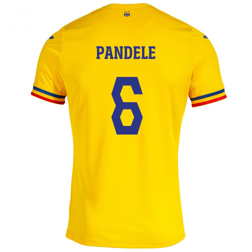 Barn Romania Andrei Pandele #6 Gul Hjemmetrøye Drakt Trøye 24-26 Skjorter T-Skjorte