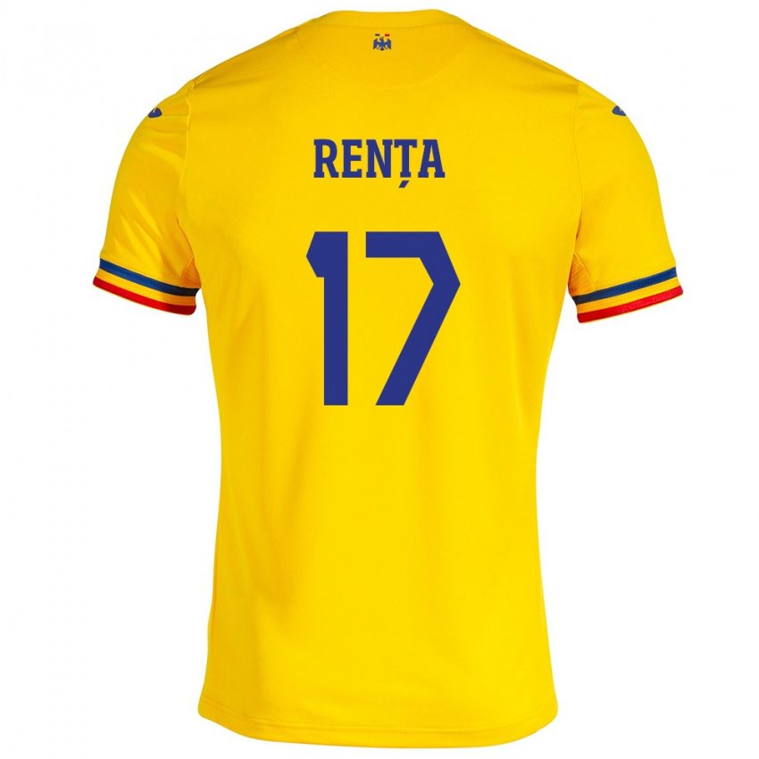 Barn Romania Denis Rența #17 Gul Hjemmetrøye Drakt Trøye 24-26 Skjorter T-Skjorte