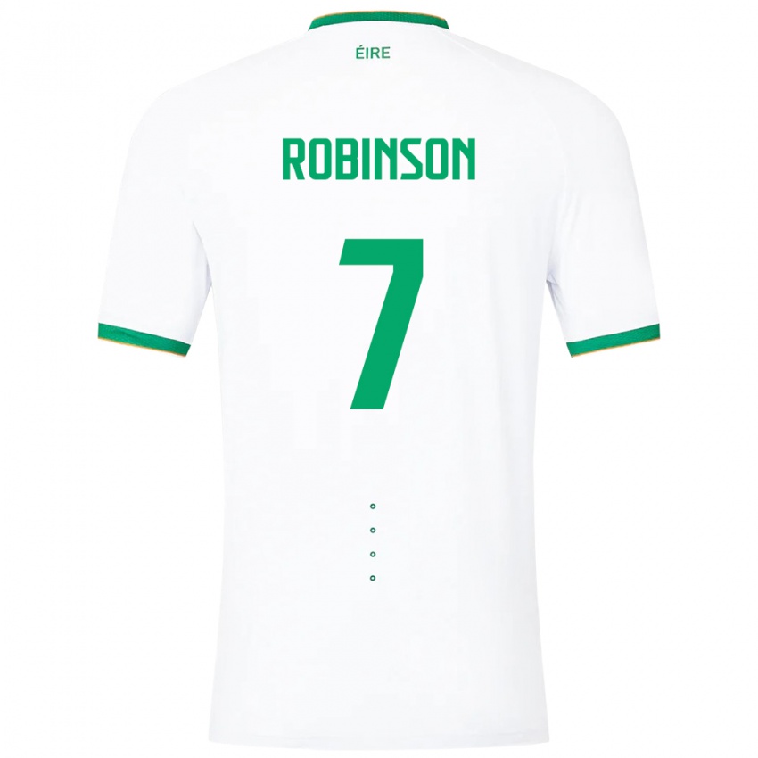 Barn Irland Callum Robinson #7 Hvit Bortetrøye Drakt Trøye 24-26 Skjorter T-Skjorte
