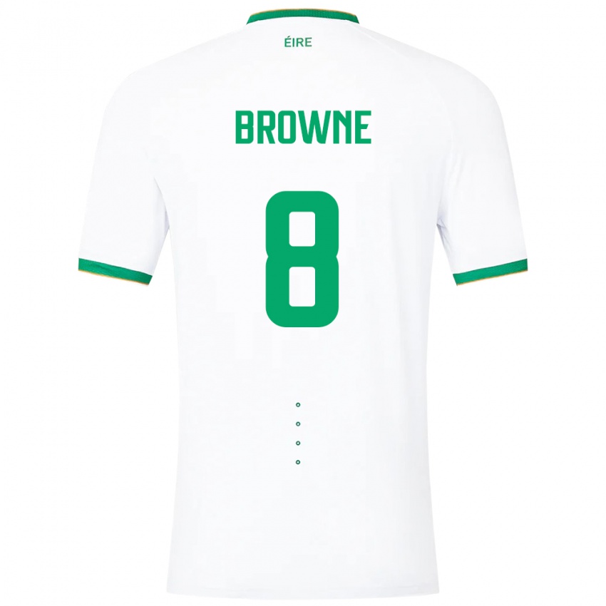 Barn Irland Alan Browne #8 Hvit Bortetrøye Drakt Trøye 24-26 Skjorter T-Skjorte