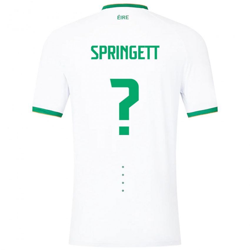 Barn Irland Tony Springett #0 Hvit Bortetrøye Drakt Trøye 24-26 Skjorter T-Skjorte