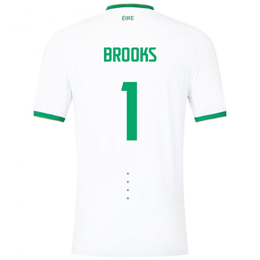 Barn Irland Tiernan Brooks #1 Hvit Bortetrøye Drakt Trøye 24-26 Skjorter T-Skjorte