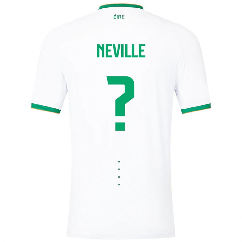 Barn Irland Harvey Neville #0 Hvit Bortetrøye Drakt Trøye 24-26 Skjorter T-Skjorte