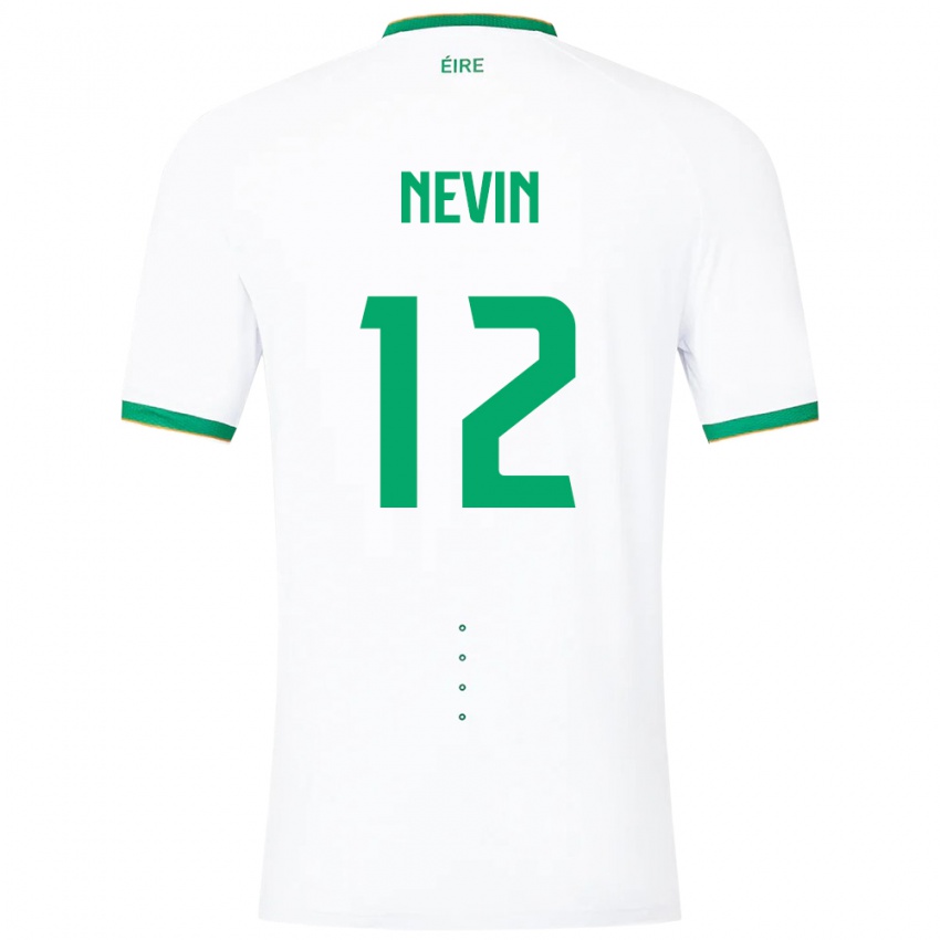 Barn Irland Harry Nevin #12 Hvit Bortetrøye Drakt Trøye 24-26 Skjorter T-Skjorte