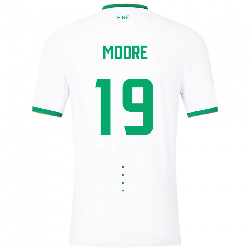 Barn Irland Sean Moore #19 Hvit Bortetrøye Drakt Trøye 24-26 Skjorter T-Skjorte