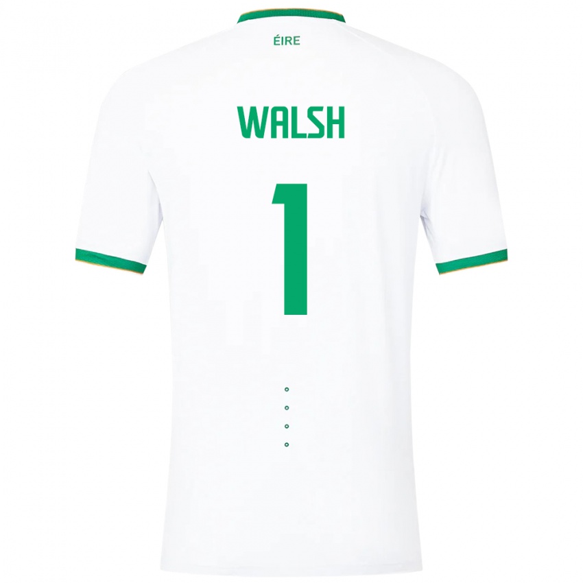 Barn Irland Conor Walsh #1 Hvit Bortetrøye Drakt Trøye 24-26 Skjorter T-Skjorte