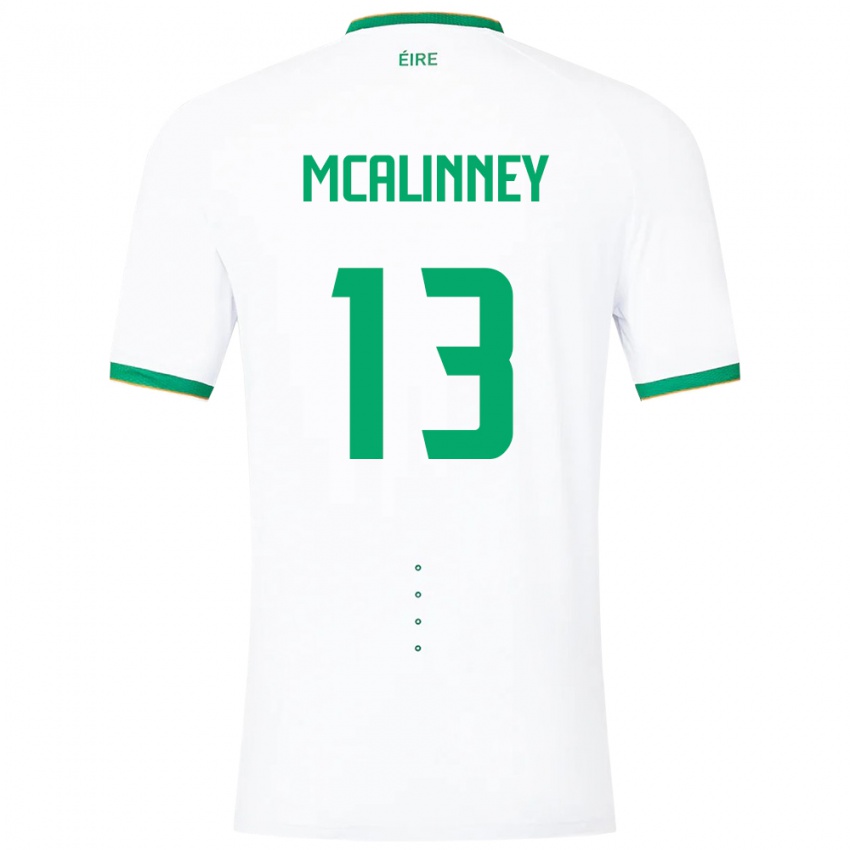 Barn Irland Liam Mcalinney #13 Hvit Bortetrøye Drakt Trøye 24-26 Skjorter T-Skjorte