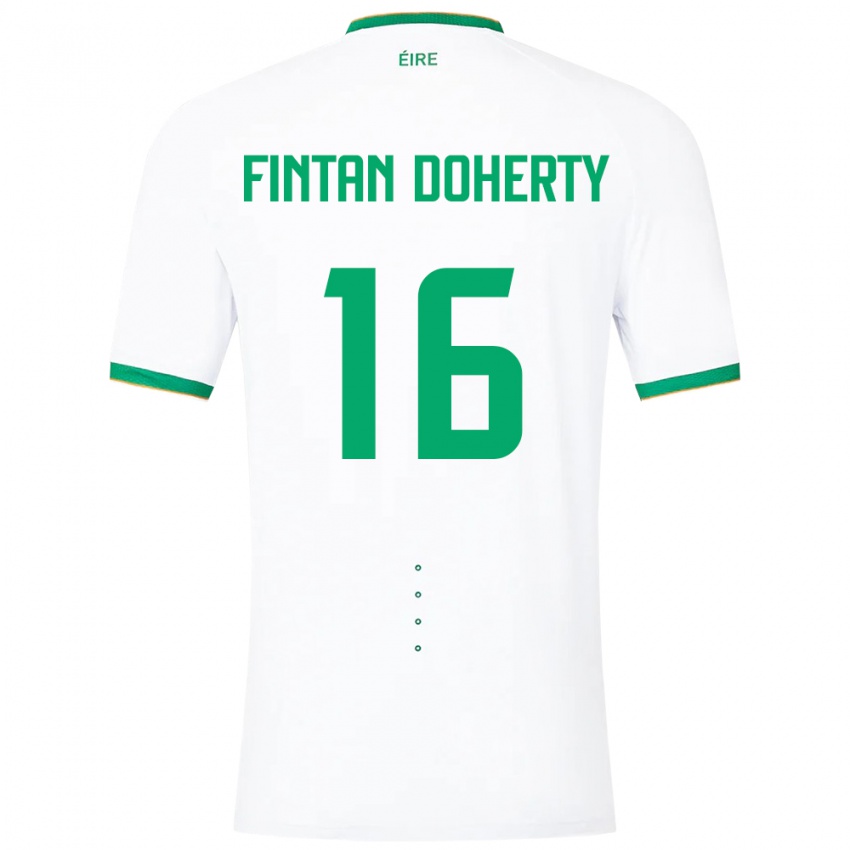 Barn Irland Fintan Doherty #16 Hvit Bortetrøye Drakt Trøye 24-26 Skjorter T-Skjorte