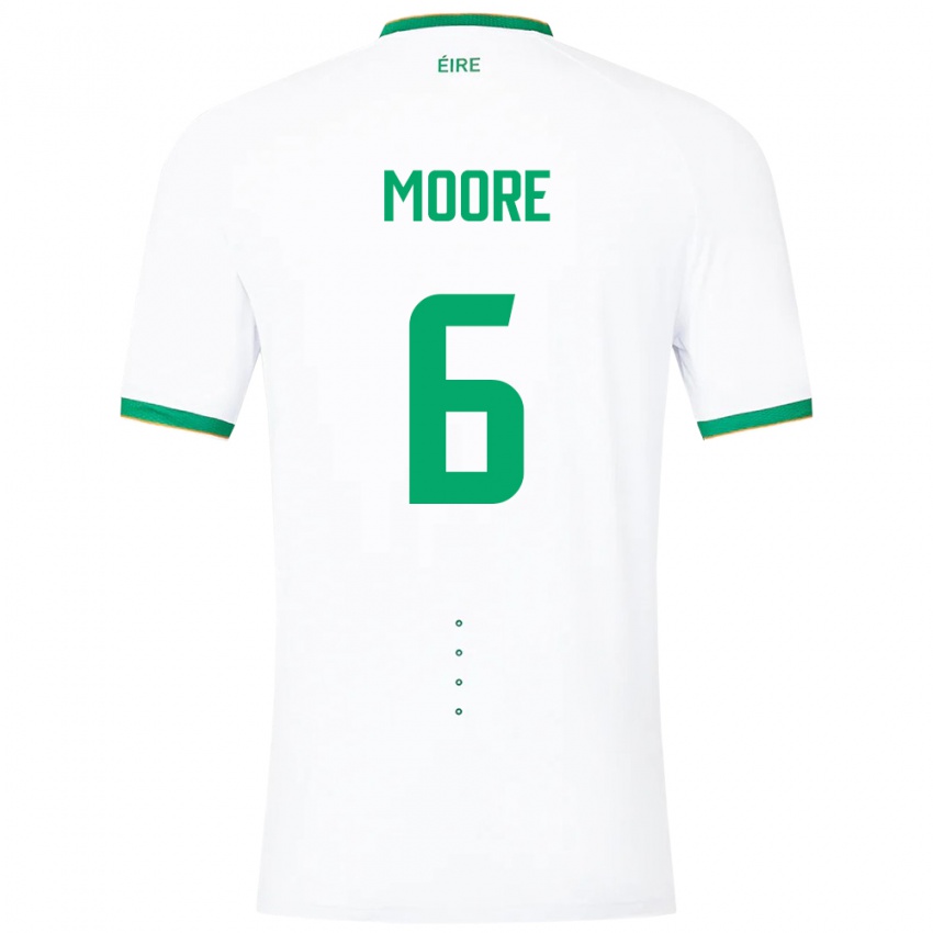 Barn Irland Matthew Moore #6 Hvit Bortetrøye Drakt Trøye 24-26 Skjorter T-Skjorte