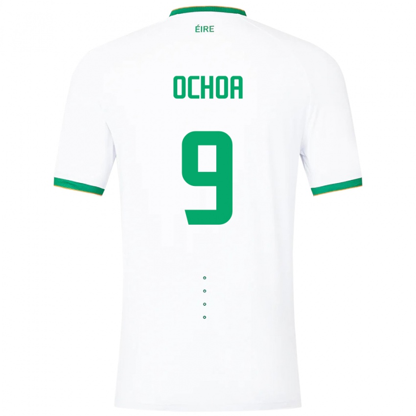 Barn Irland Aarón Ochoa #9 Hvit Bortetrøye Drakt Trøye 24-26 Skjorter T-Skjorte