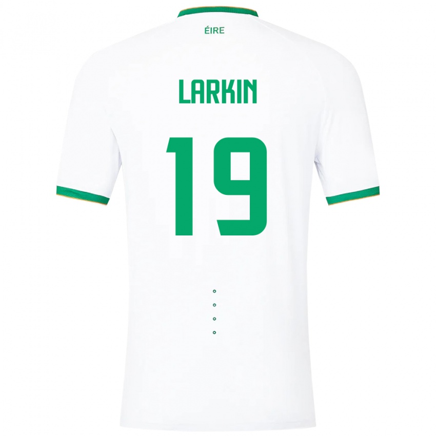 Barn Irland Abbie Larkin #19 Hvit Bortetrøye Drakt Trøye 24-26 Skjorter T-Skjorte