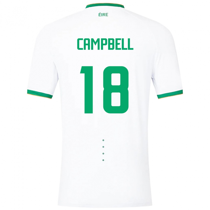 Barn Irland Megan Campbell #18 Hvit Bortetrøye Drakt Trøye 24-26 Skjorter T-Skjorte