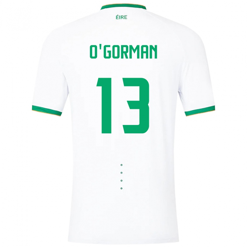 Barn Irland Áine O'gorman #13 Hvit Bortetrøye Drakt Trøye 24-26 Skjorter T-Skjorte