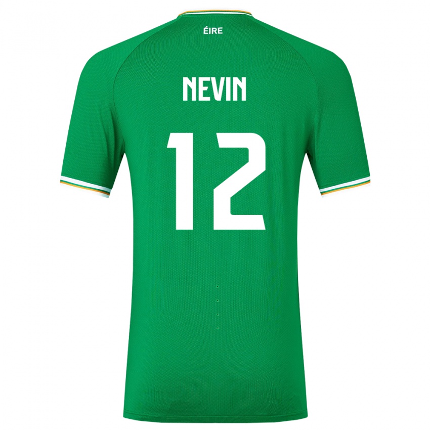 Mann Irland Harry Nevin #12 Grønn Hjemmetrøye Drakt Trøye 24-26 Skjorter T-Skjorte