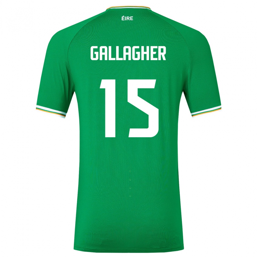 Mann Irland Oisín Gallagher #15 Grønn Hjemmetrøye Drakt Trøye 24-26 Skjorter T-Skjorte