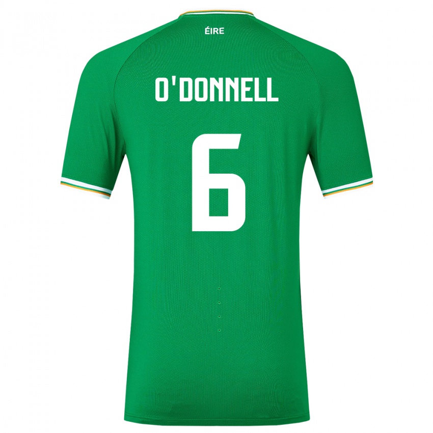 Mann Irland Luke O'donnell #6 Grønn Hjemmetrøye Drakt Trøye 24-26 Skjorter T-Skjorte