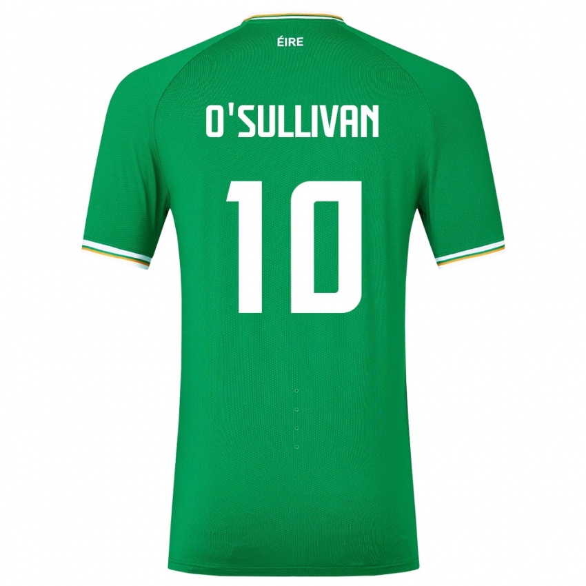 Mann Irland Denise O'sullivan #10 Grønn Hjemmetrøye Drakt Trøye 24-26 Skjorter T-Skjorte