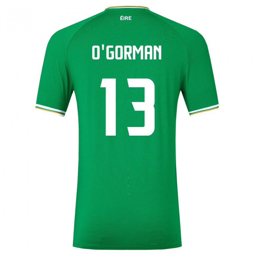 Mann Irland Áine O'gorman #13 Grønn Hjemmetrøye Drakt Trøye 24-26 Skjorter T-Skjorte