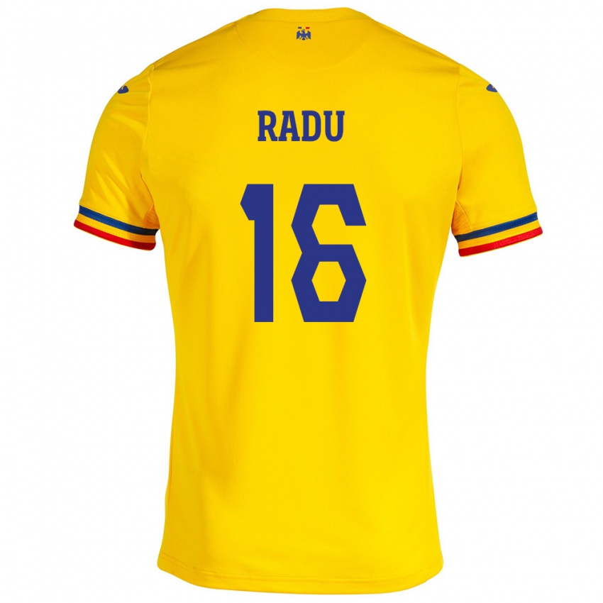 Mann Romania Andrei Radu #16 Gul Hjemmetrøye Drakt Trøye 24-26 Skjorter T-Skjorte