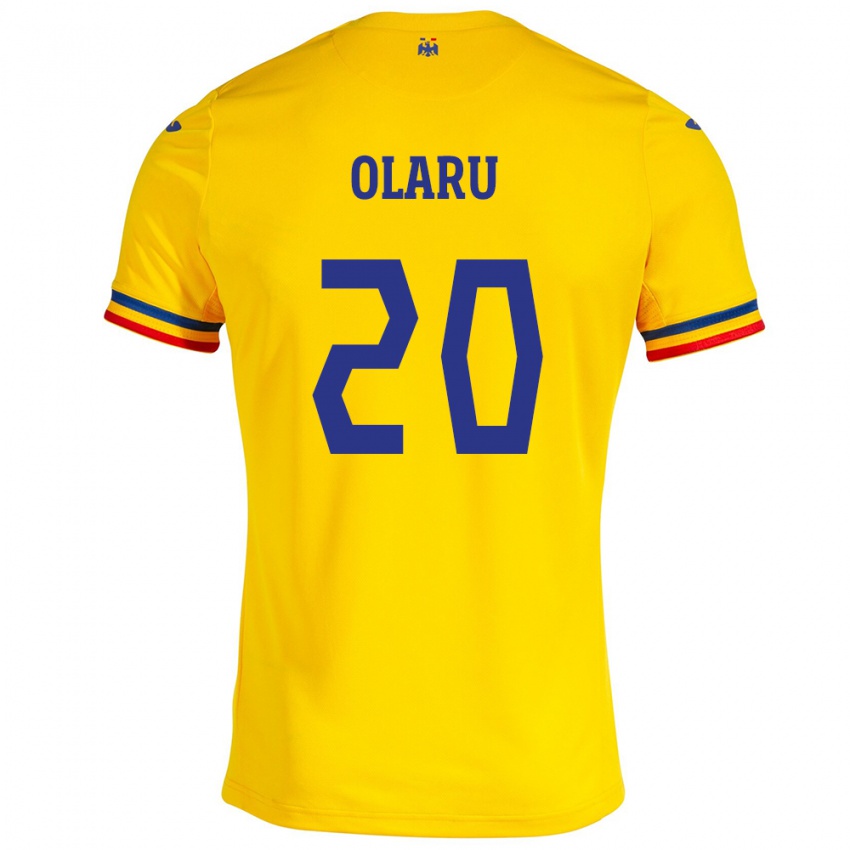 Mann Romania Darius Olaru #20 Gul Hjemmetrøye Drakt Trøye 24-26 Skjorter T-Skjorte