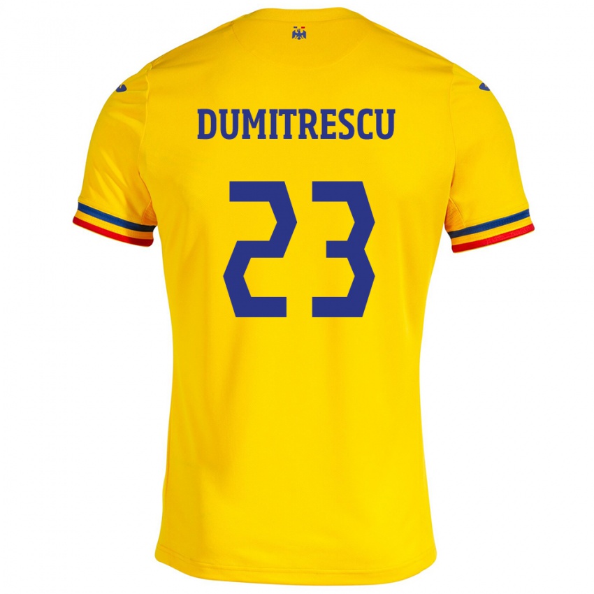 Mann Romania Andres Dumitrescu #23 Gul Hjemmetrøye Drakt Trøye 24-26 Skjorter T-Skjorte