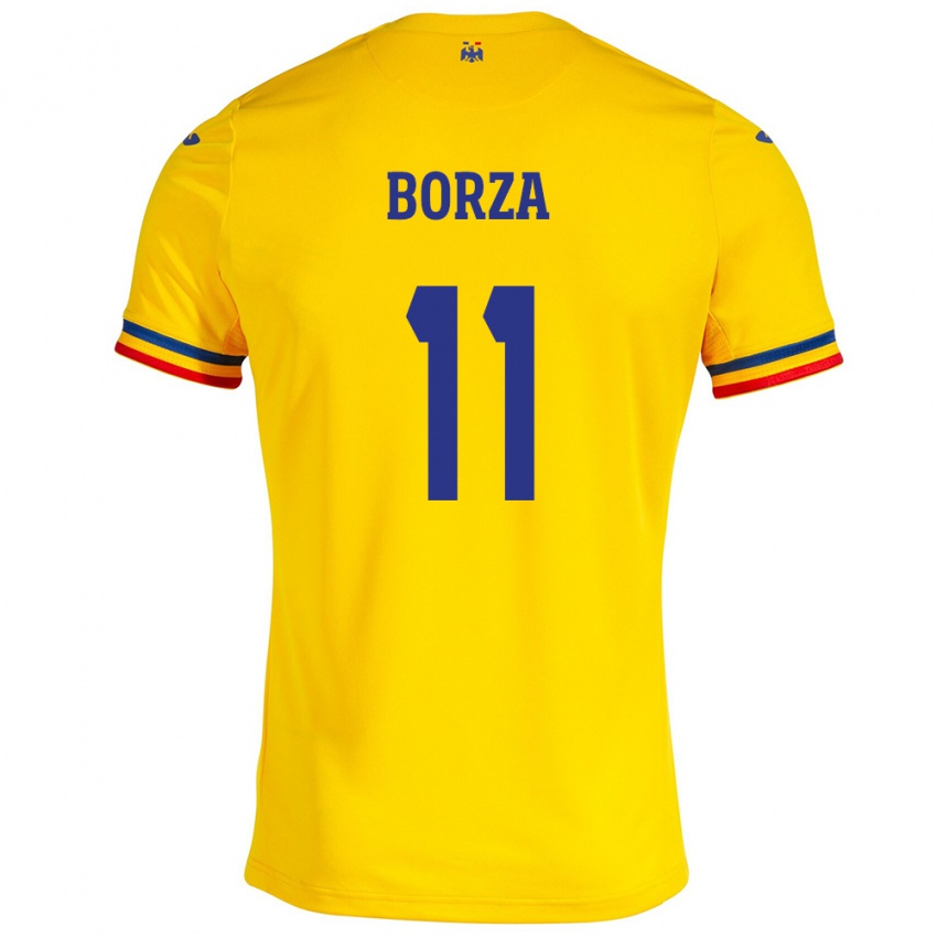 Mann Romania Andrei Borza #11 Gul Hjemmetrøye Drakt Trøye 24-26 Skjorter T-Skjorte