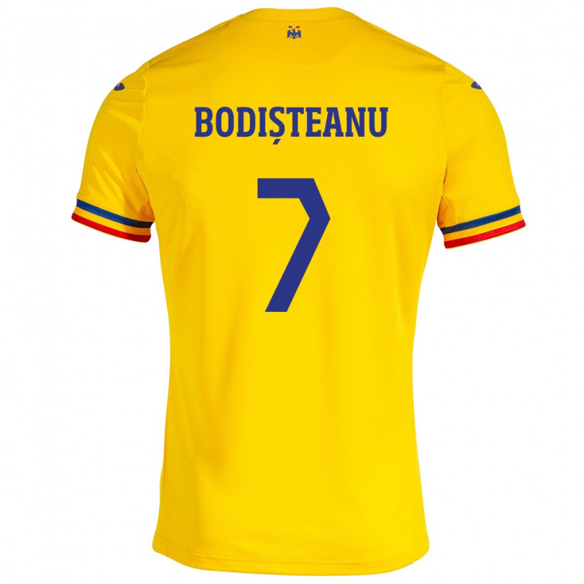 Mann Romania Ștefan Bodișteanu #7 Gul Hjemmetrøye Drakt Trøye 24-26 Skjorter T-Skjorte