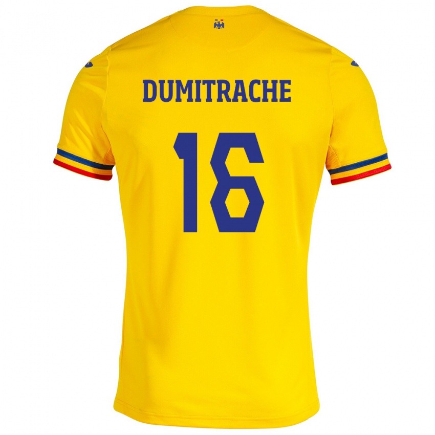 Mann Romania Valentin Dumitrache #16 Gul Hjemmetrøye Drakt Trøye 24-26 Skjorter T-Skjorte