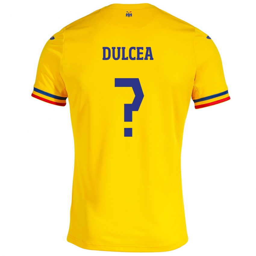 Mann Romania Patrick Dulcea #0 Gul Hjemmetrøye Drakt Trøye 24-26 Skjorter T-Skjorte