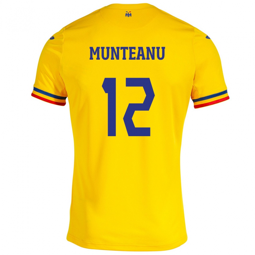 Mann Romania Rafael Munteanu #12 Gul Hjemmetrøye Drakt Trøye 24-26 Skjorter T-Skjorte