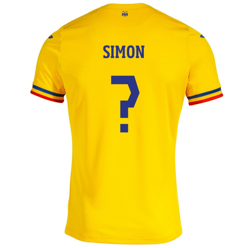 Mann Romania Mate Simon #0 Gul Hjemmetrøye Drakt Trøye 24-26 Skjorter T-Skjorte