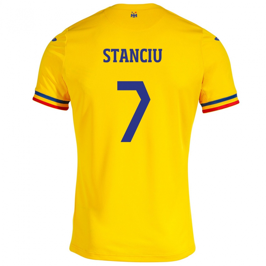 Mann Romania Ana Maria Stanciu #7 Gul Hjemmetrøye Drakt Trøye 24-26 Skjorter T-Skjorte