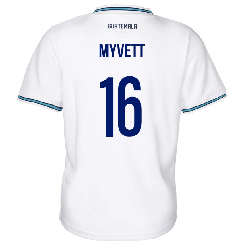 Mann Guatemala Jemery Myvett #16 Hvit Hjemmetrøye Drakt Trøye 24-26 Skjorter T-Skjorte