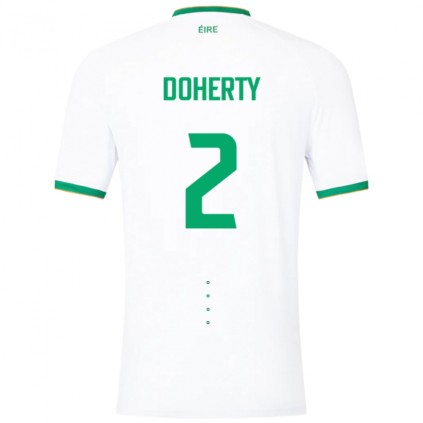 Mann Irland Matt Doherty #2 Hvit Bortetrøye Drakt Trøye 24-26 Skjorter T-Skjorte