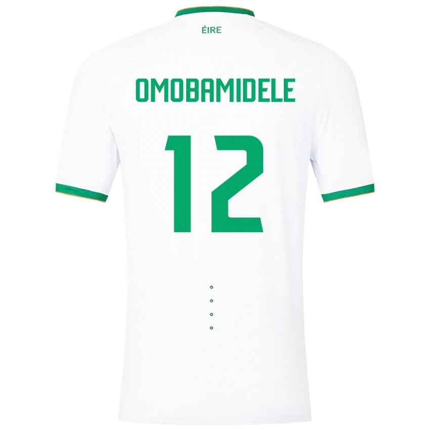 Mann Irland Andrew Omobamidele #12 Hvit Bortetrøye Drakt Trøye 24-26 Skjorter T-Skjorte