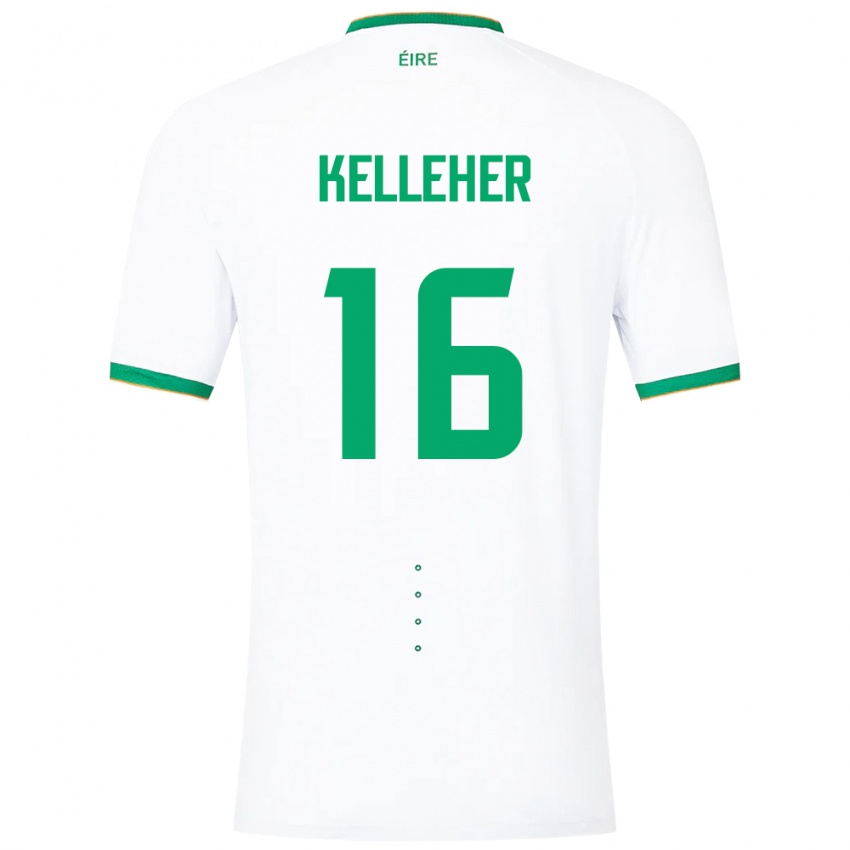 Mann Irland Caoimhín Kelleher #16 Hvit Bortetrøye Drakt Trøye 24-26 Skjorter T-Skjorte