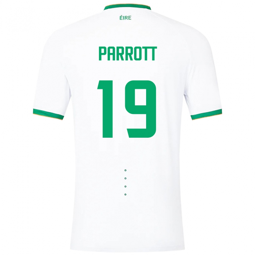 Mann Irland Troy Parrott #19 Hvit Bortetrøye Drakt Trøye 24-26 Skjorter T-Skjorte