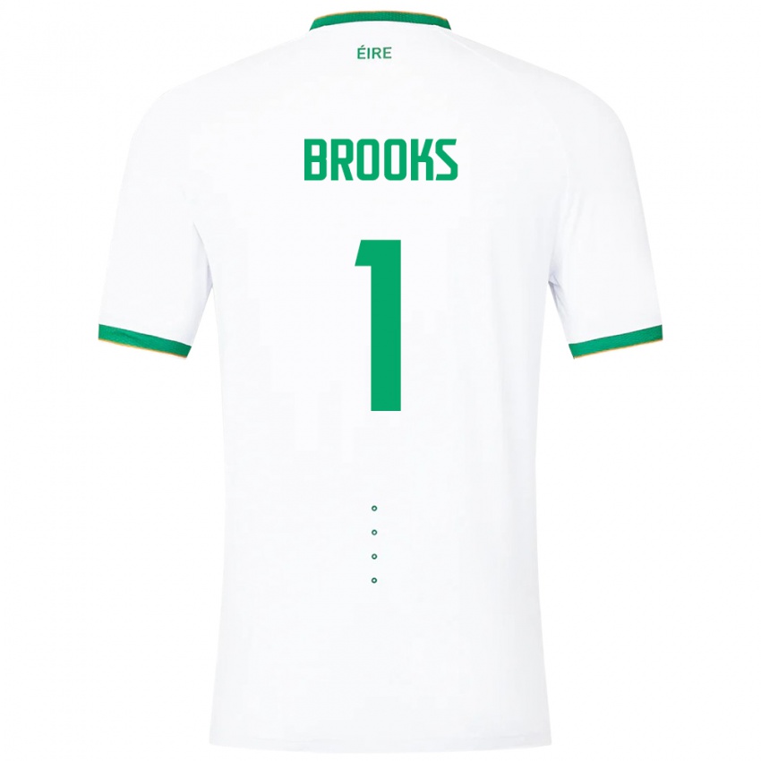 Mann Irland Tiernan Brooks #1 Hvit Bortetrøye Drakt Trøye 24-26 Skjorter T-Skjorte