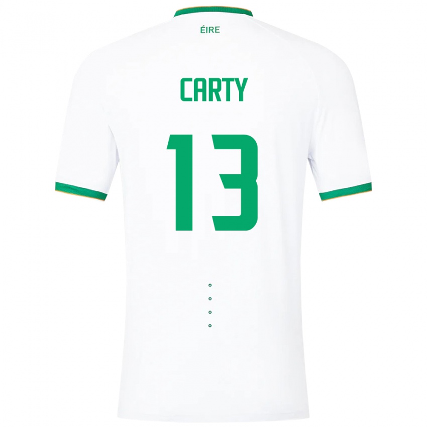 Mann Irland Conor Carty #13 Hvit Bortetrøye Drakt Trøye 24-26 Skjorter T-Skjorte