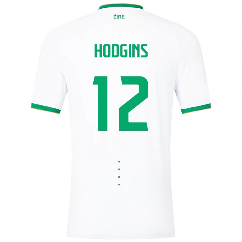 Mann Irland Gavin Hodgins #12 Hvit Bortetrøye Drakt Trøye 24-26 Skjorter T-Skjorte