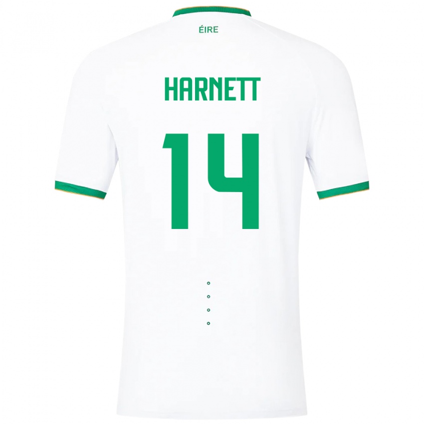 Mann Irland Kaylem Harnett #14 Hvit Bortetrøye Drakt Trøye 24-26 Skjorter T-Skjorte