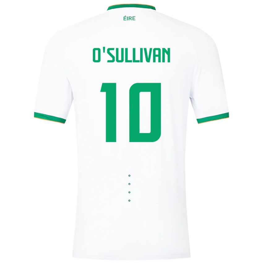 Mann Irland Denise O'sullivan #10 Hvit Bortetrøye Drakt Trøye 24-26 Skjorter T-Skjorte