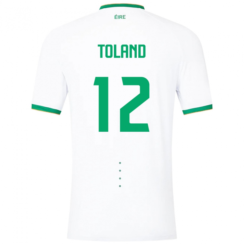 Mann Irland Tyler Toland #12 Hvit Bortetrøye Drakt Trøye 24-26 Skjorter T-Skjorte