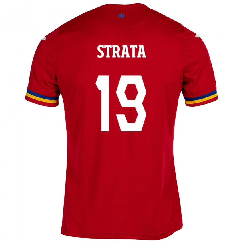 Mann Romania Tony Strata #19 Rød Bortetrøye Drakt Trøye 24-26 Skjorter T-Skjorte