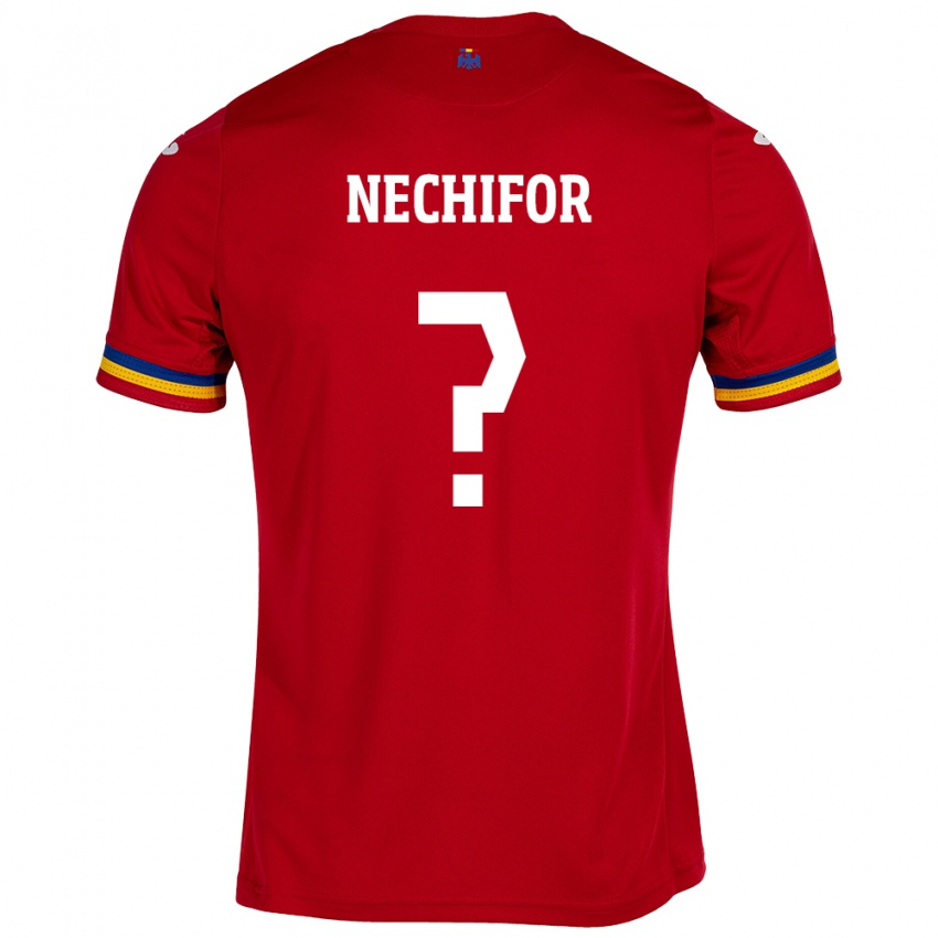 Mann Romania Dan Nechifor #0 Rød Bortetrøye Drakt Trøye 24-26 Skjorter T-Skjorte