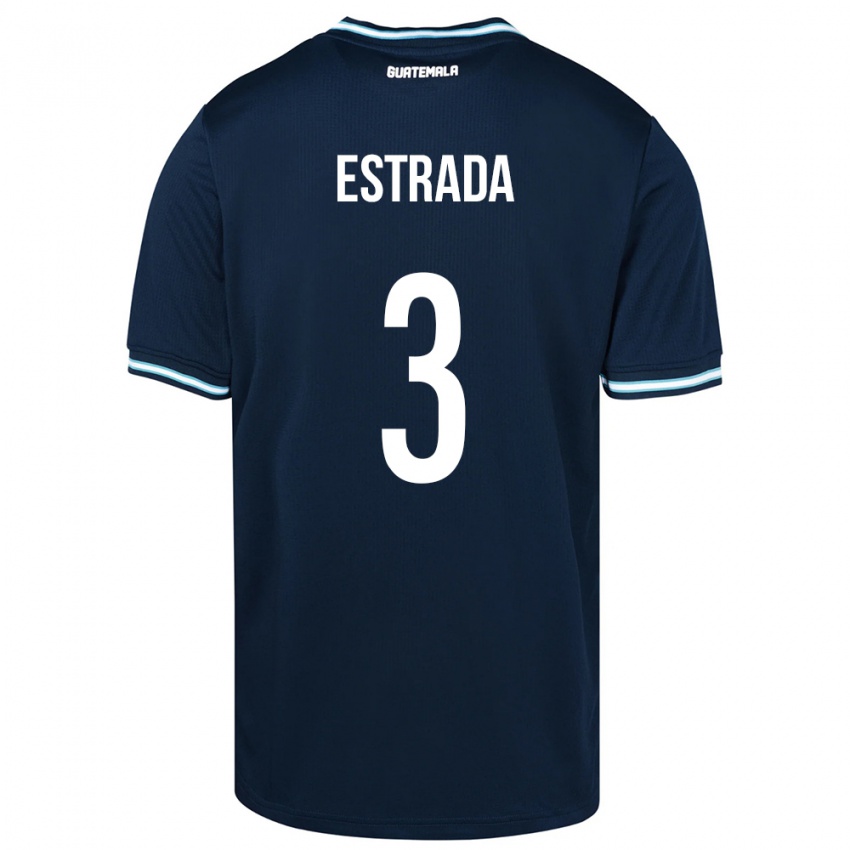 Mann Guatemala Carlos Estrada #3 Blå Bortetrøye Drakt Trøye 24-26 Skjorter T-Skjorte